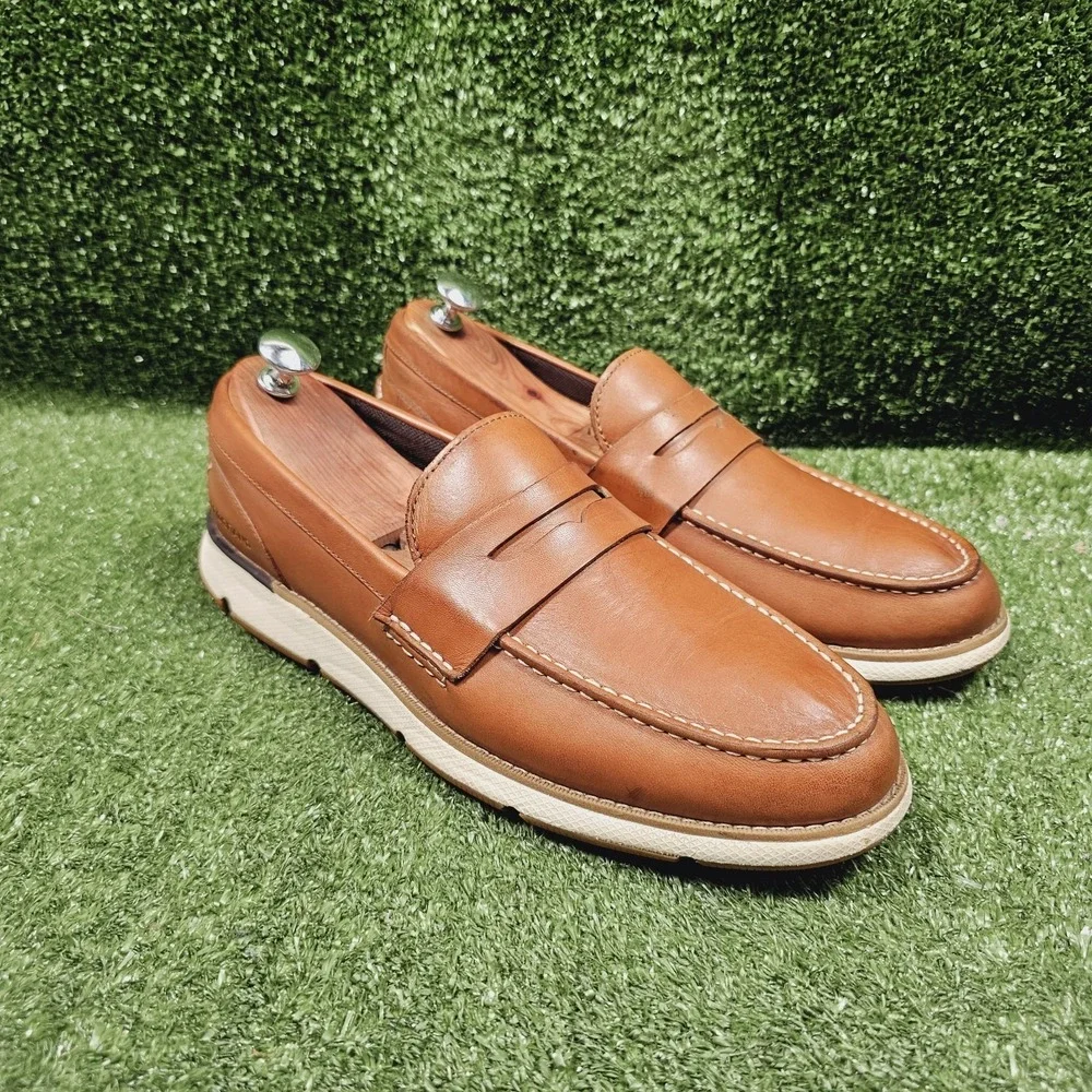 Cole Haan Zerogrand Brown Leather Slip On Penny Loafers Mens Size 10 M